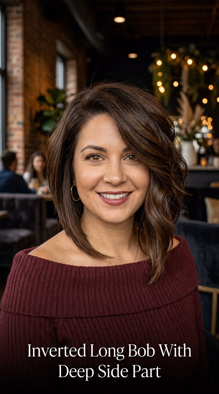 Inverted Long Bob With Deep Side Part