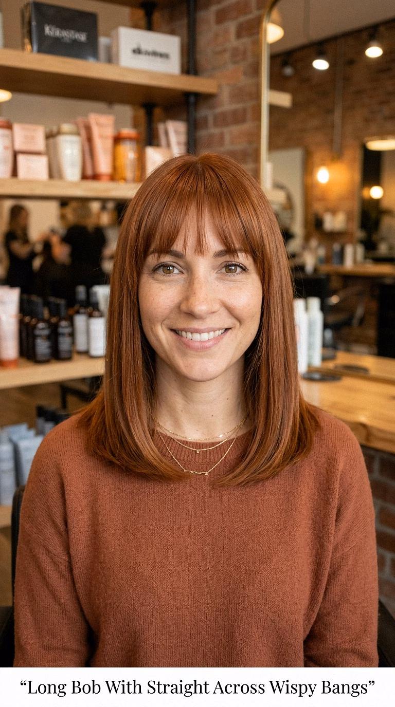 Long Bob With Straight Across Wispy Bangs