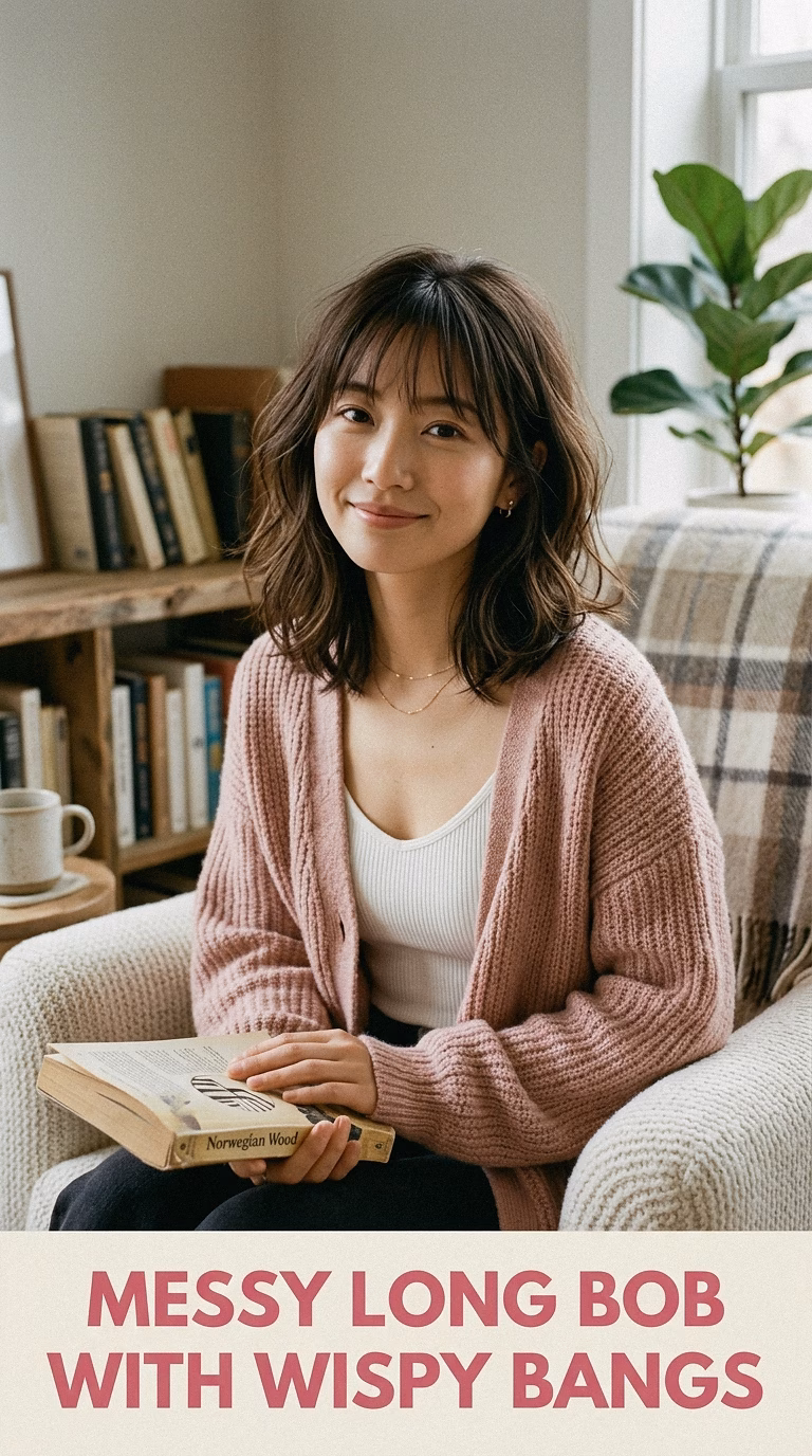 Messy Long Bob With Wispy Bangs