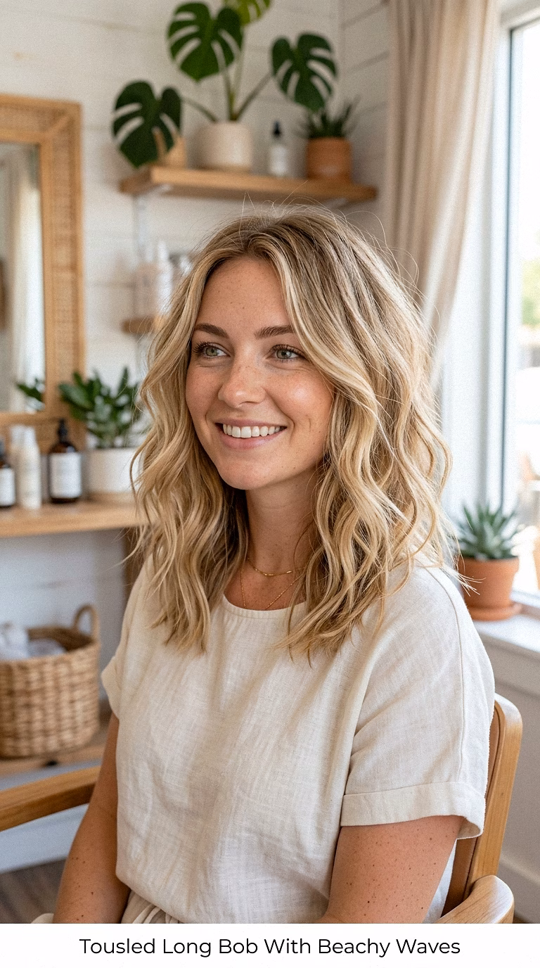 Tousled Long Bob With Beachy Waves