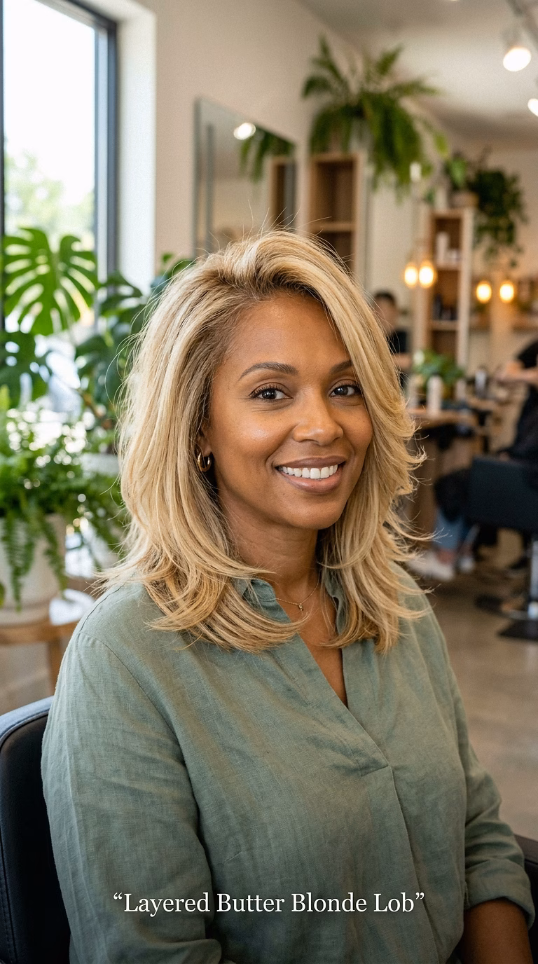 Layered Butter Blonde Lob