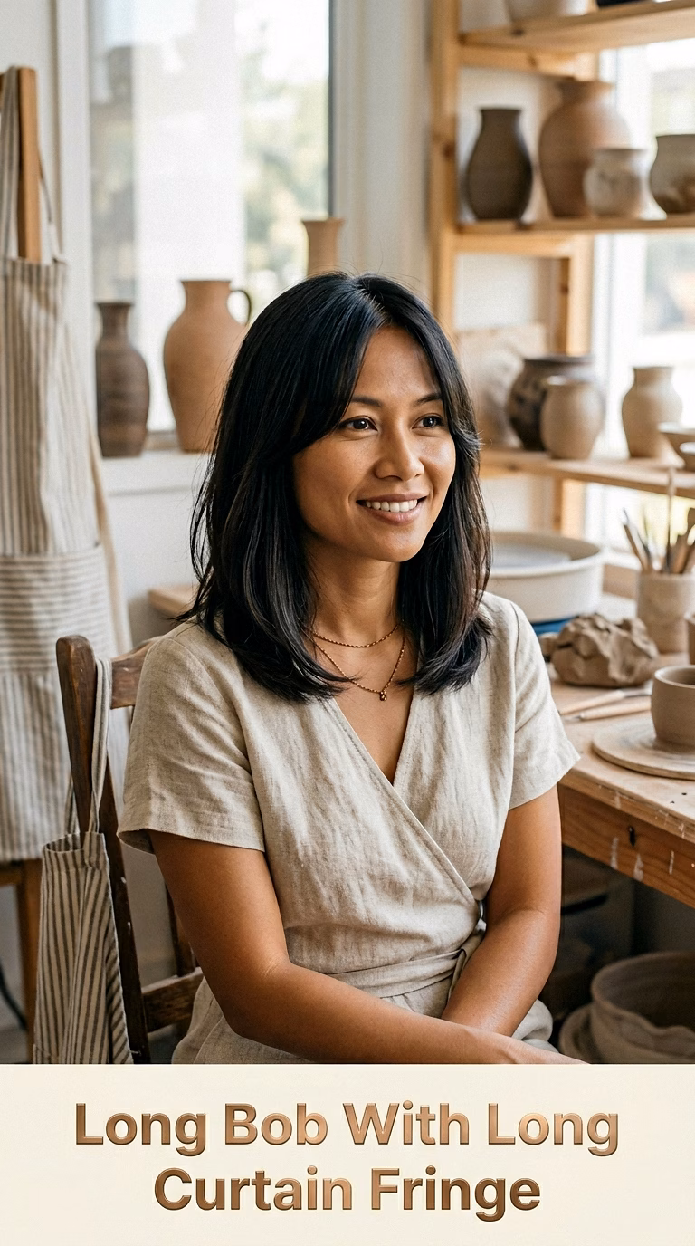 Long Bob With Long Curtain Fringe