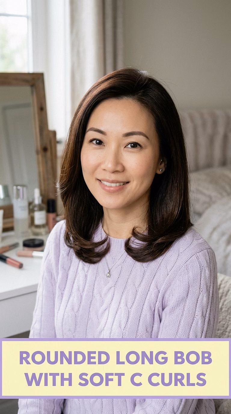 Rounded Long Bob With Soft C Curls