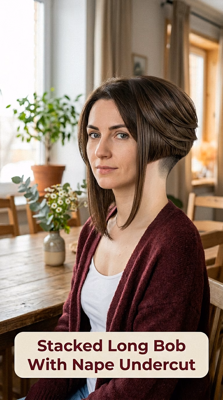 Stacked Long Bob With Nape Undercut
