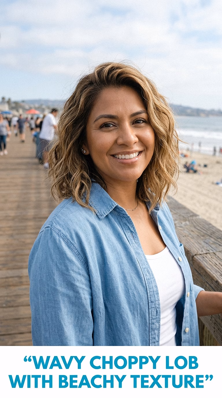 Wavy Choppy Lob With Beachy Texture