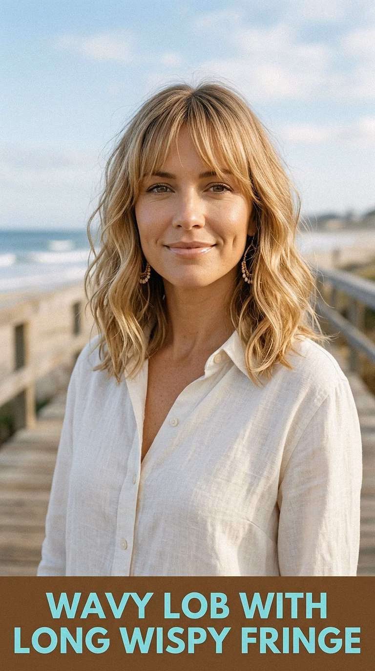 Wavy Lob With Long Wispy Fringe