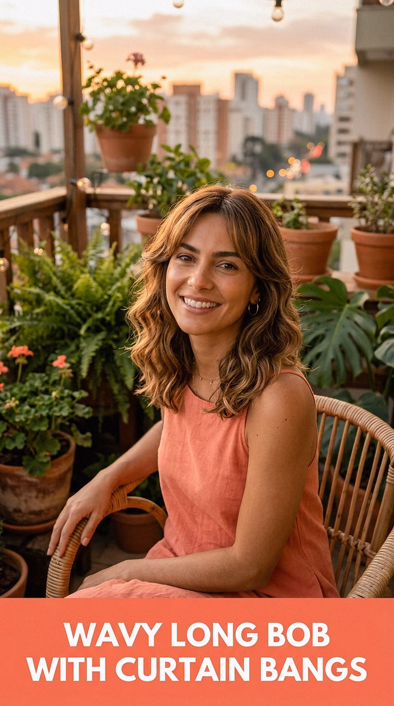 Wavy Long Bob With Curtain Bangs