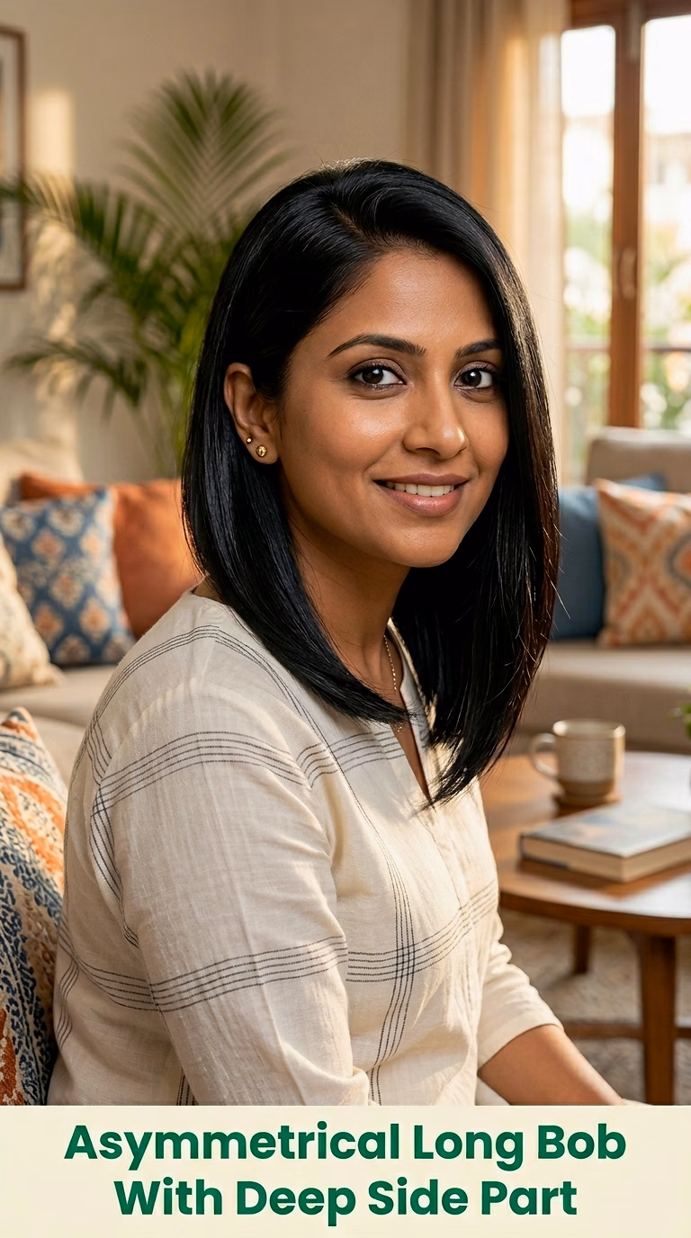 Asymmetrical Long Bob With Deep Side Part