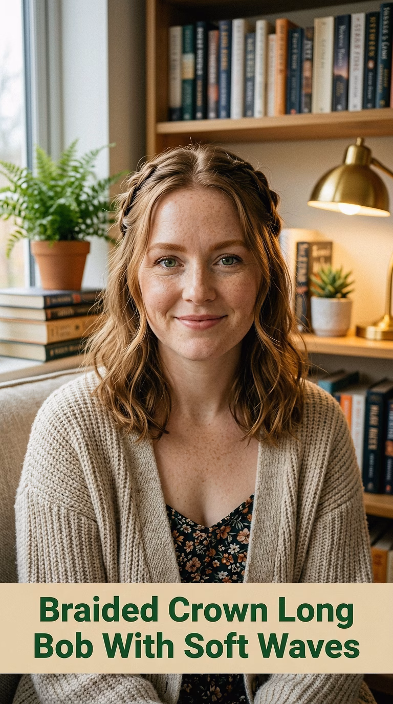 Braided Crown Long Bob With Soft Waves