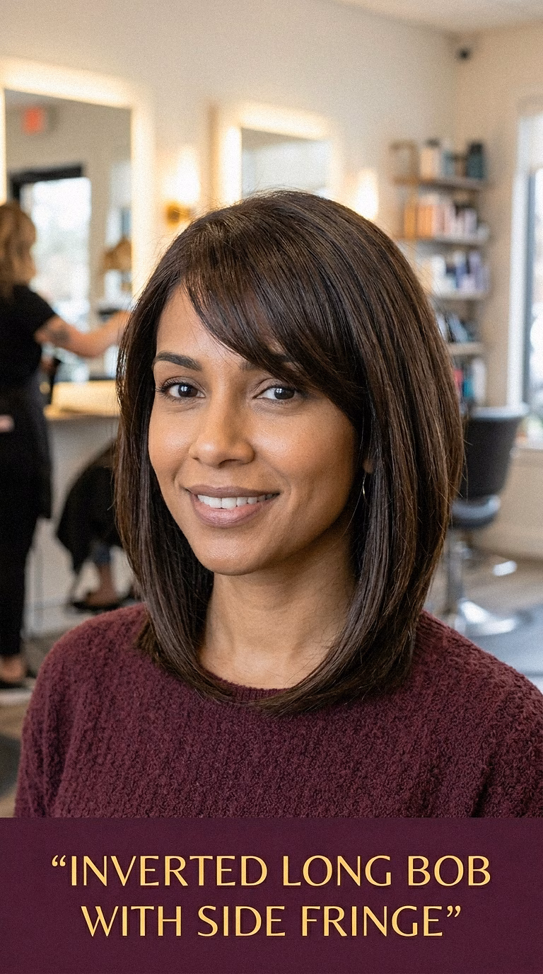 Inverted Long Bob With Side Fringe
