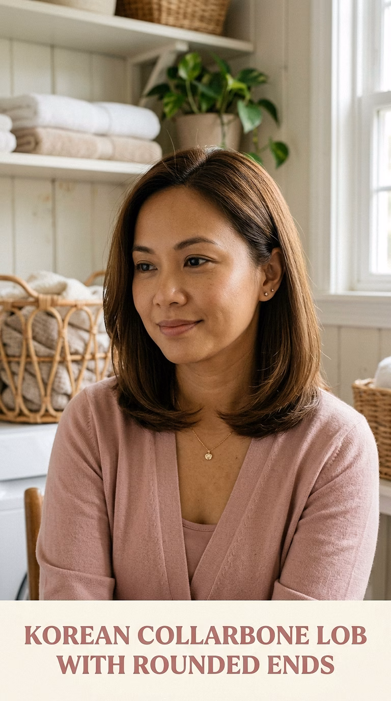 Korean Collarbone Lob With Rounded Ends