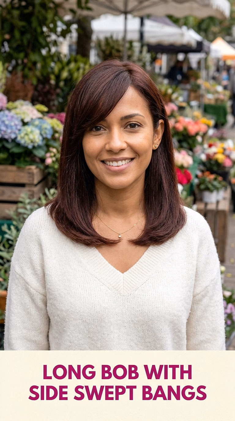 Long Bob With Side Swept Bangs