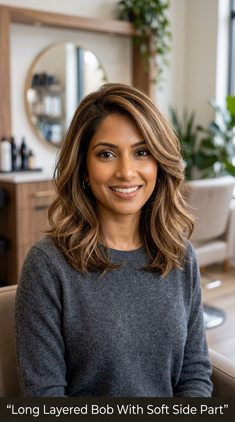 Long Layered Bob With Soft Side Part