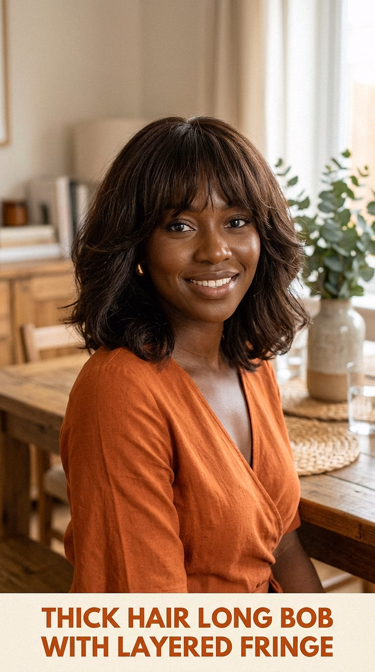 Thick Hair Long Bob With Layered Fringe