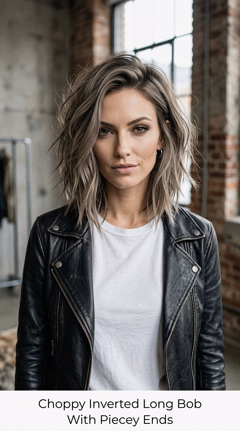 Choppy Inverted Long Bob With Piecey Ends
