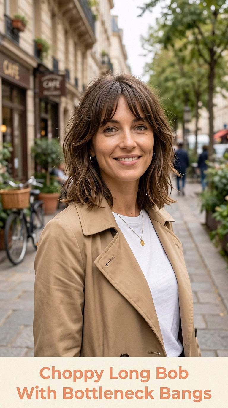 Choppy Long Bob With Bottleneck Bangs