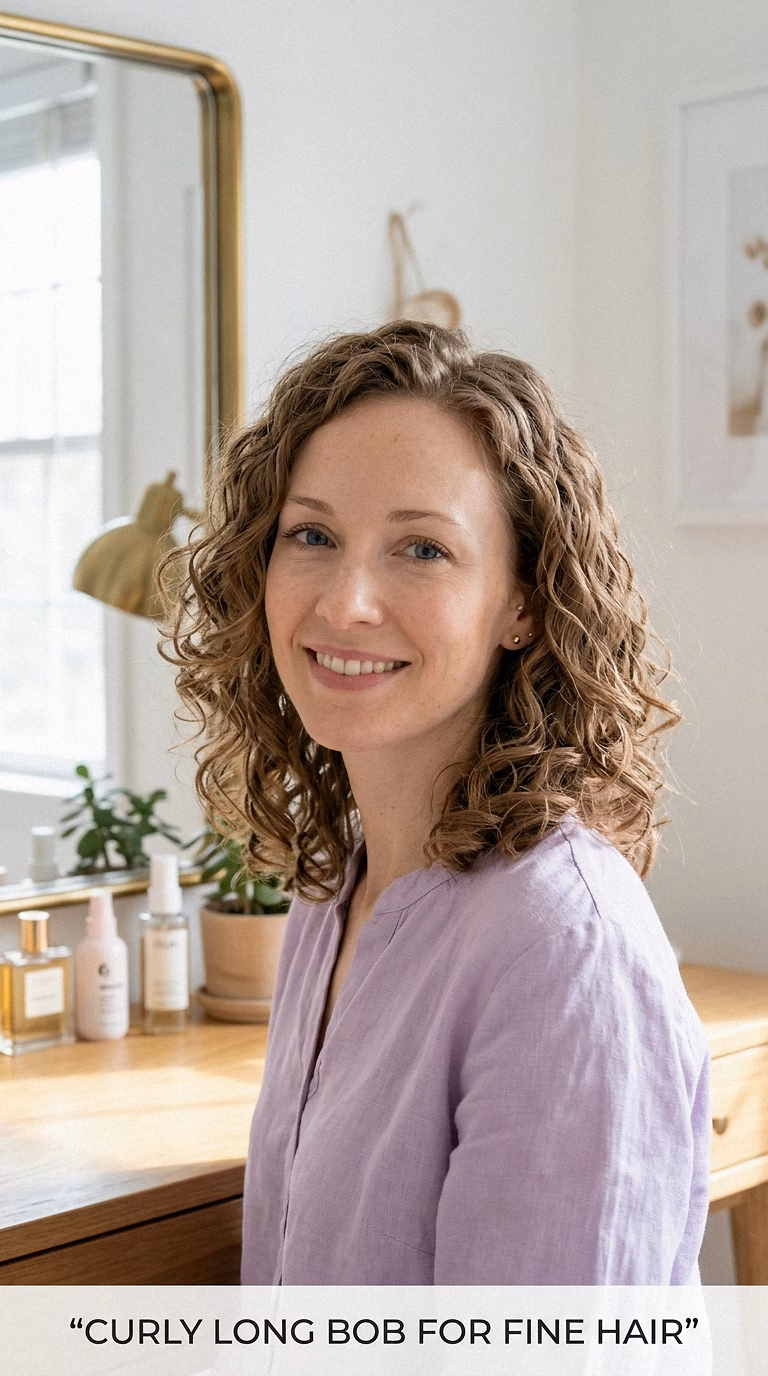 Curly Long Bob For Fine Hair