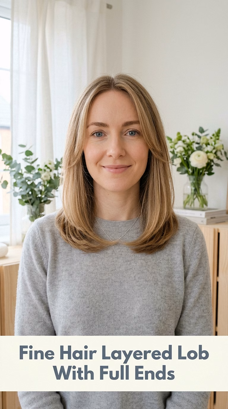 Fine Hair Layered Lob With Full Ends