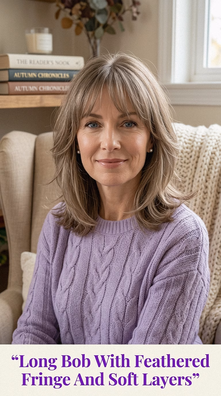 Long Bob With Feathered Fringe And Soft Layers