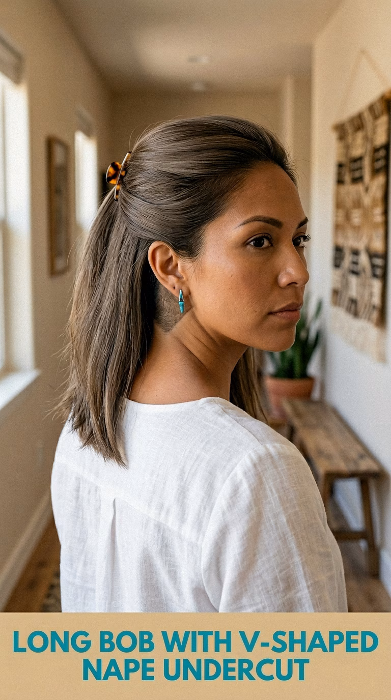 Long Bob With V Shaped Nape Undercut