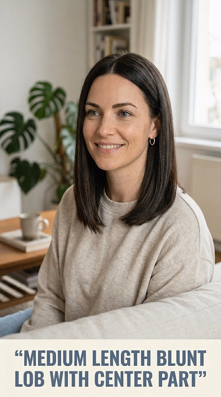 Medium Length Blunt Lob With Center Part