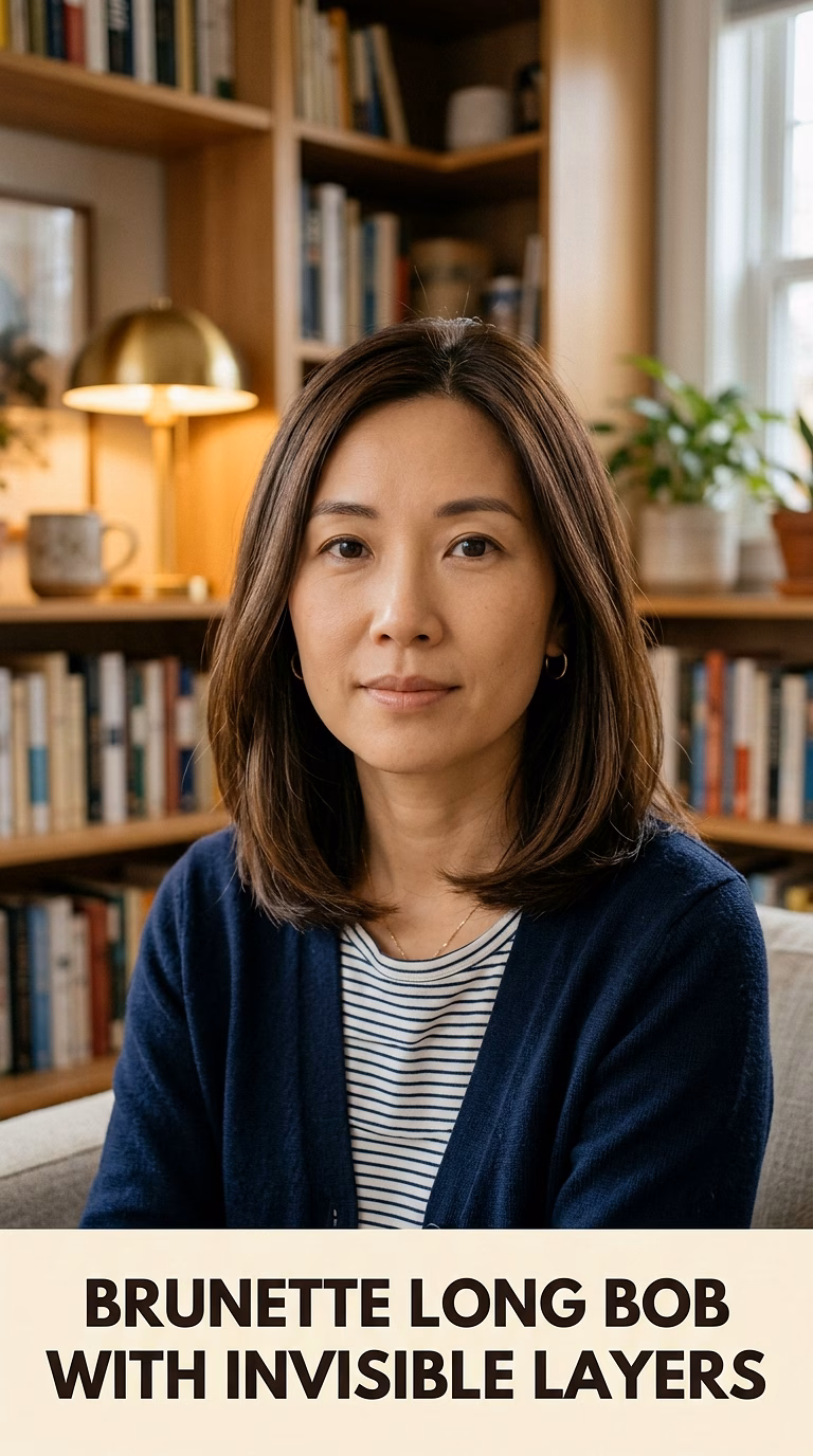 Brunette Long Bob With Invisible Layers