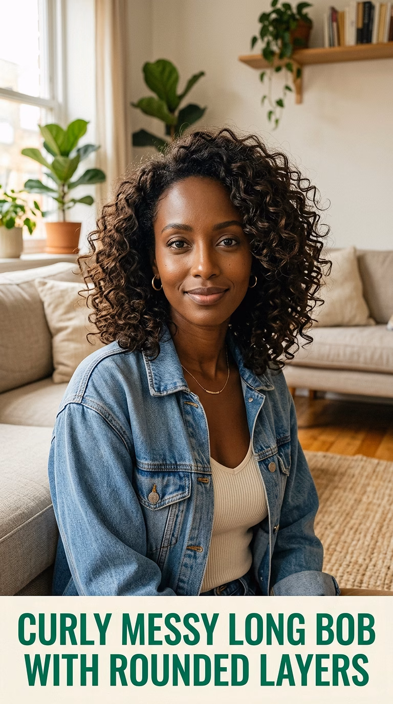 Curly Messy Long Bob With Rounded Layers