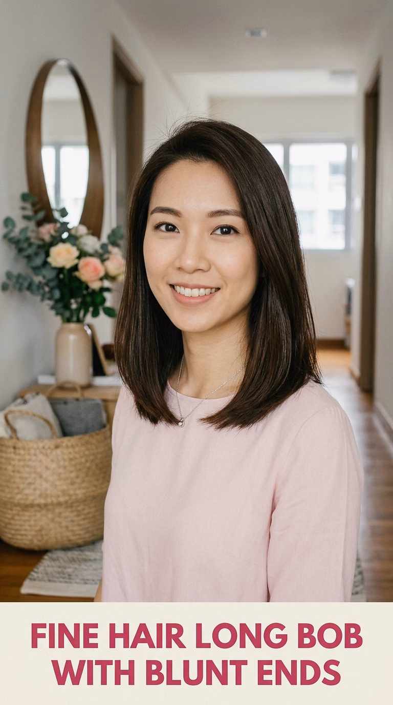 Fine Hair Long Bob With Blunt Ends
