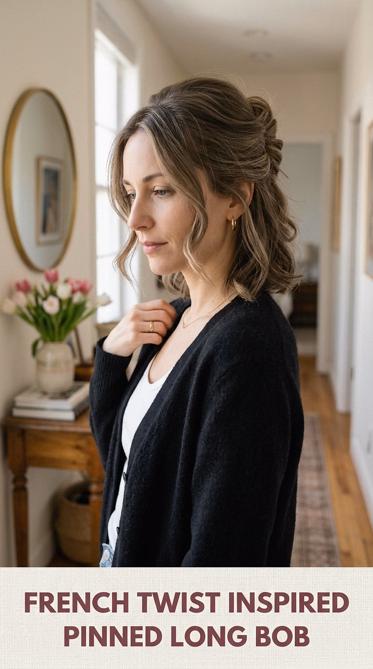 French Twist Inspired Pinned Long Bob
