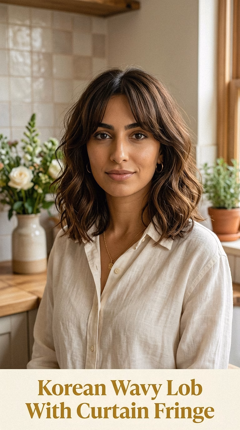 Korean Wavy Lob With Curtain Fringe