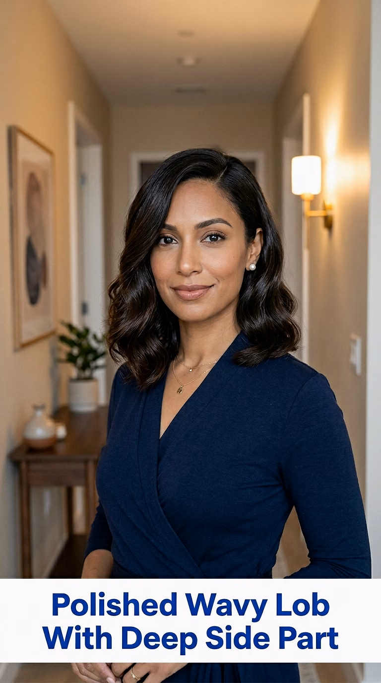 Polished Wavy Lob With Deep Side Part