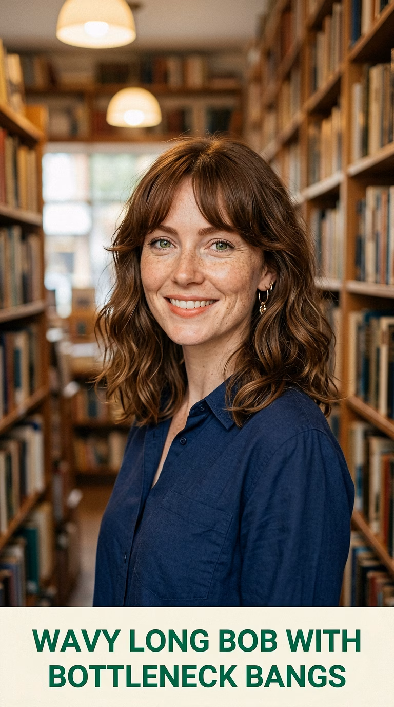 Wavy Long Bob With Bottleneck Bangs
