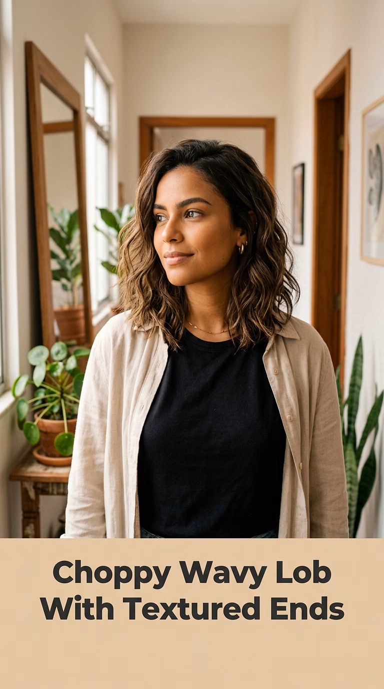 Choppy Wavy Lob With Textured Ends
