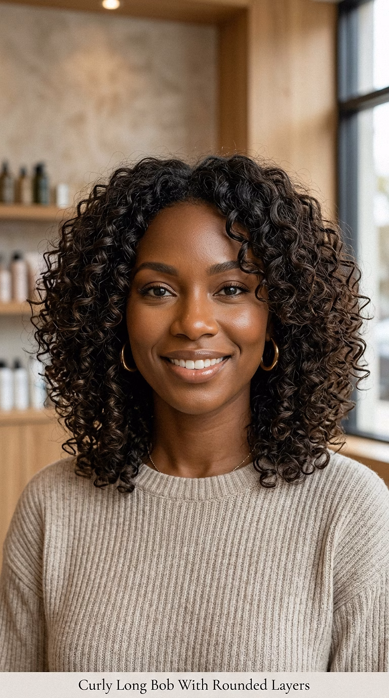 Curly Long Bob With Rounded Layers