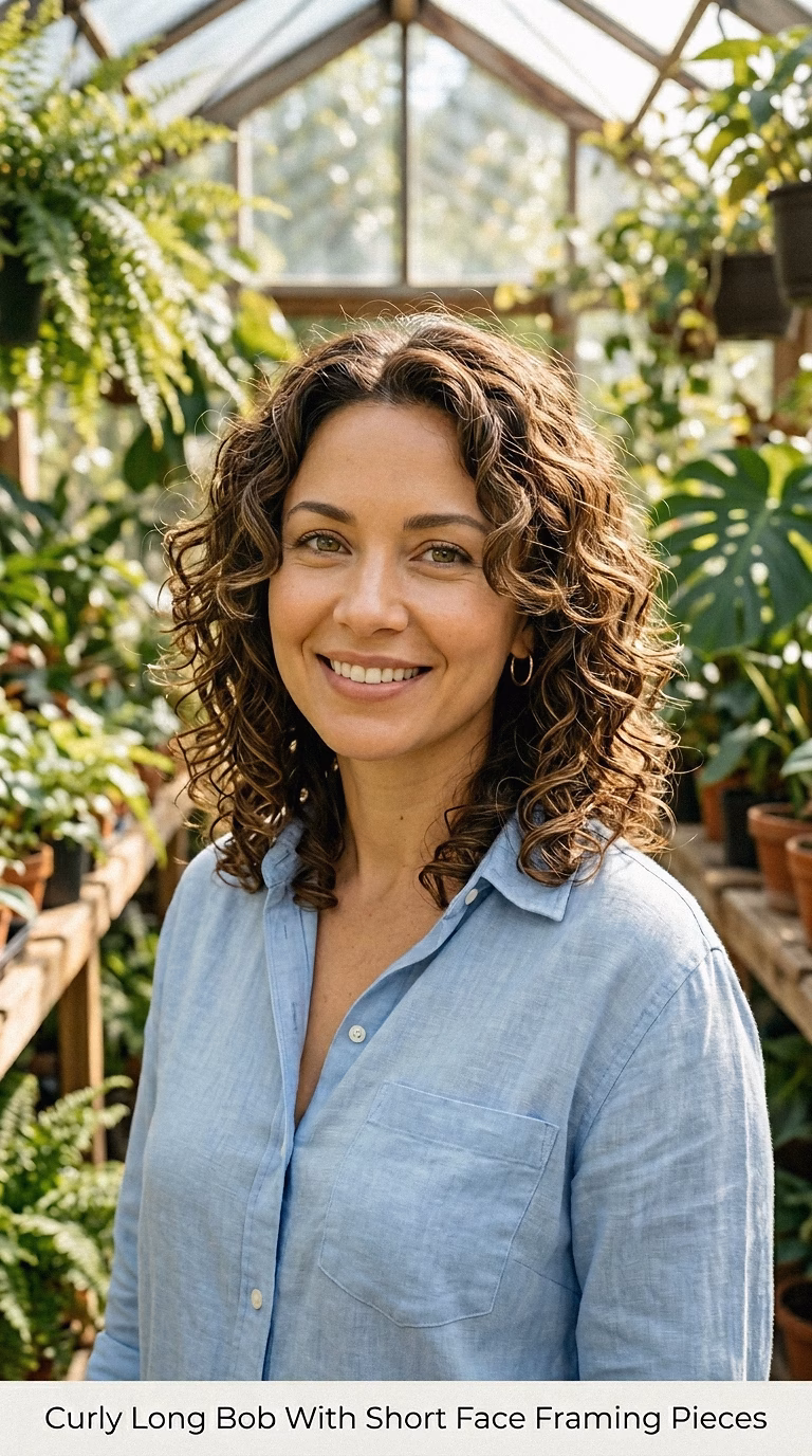 Curly Long Bob With Short Face Framing Pieces