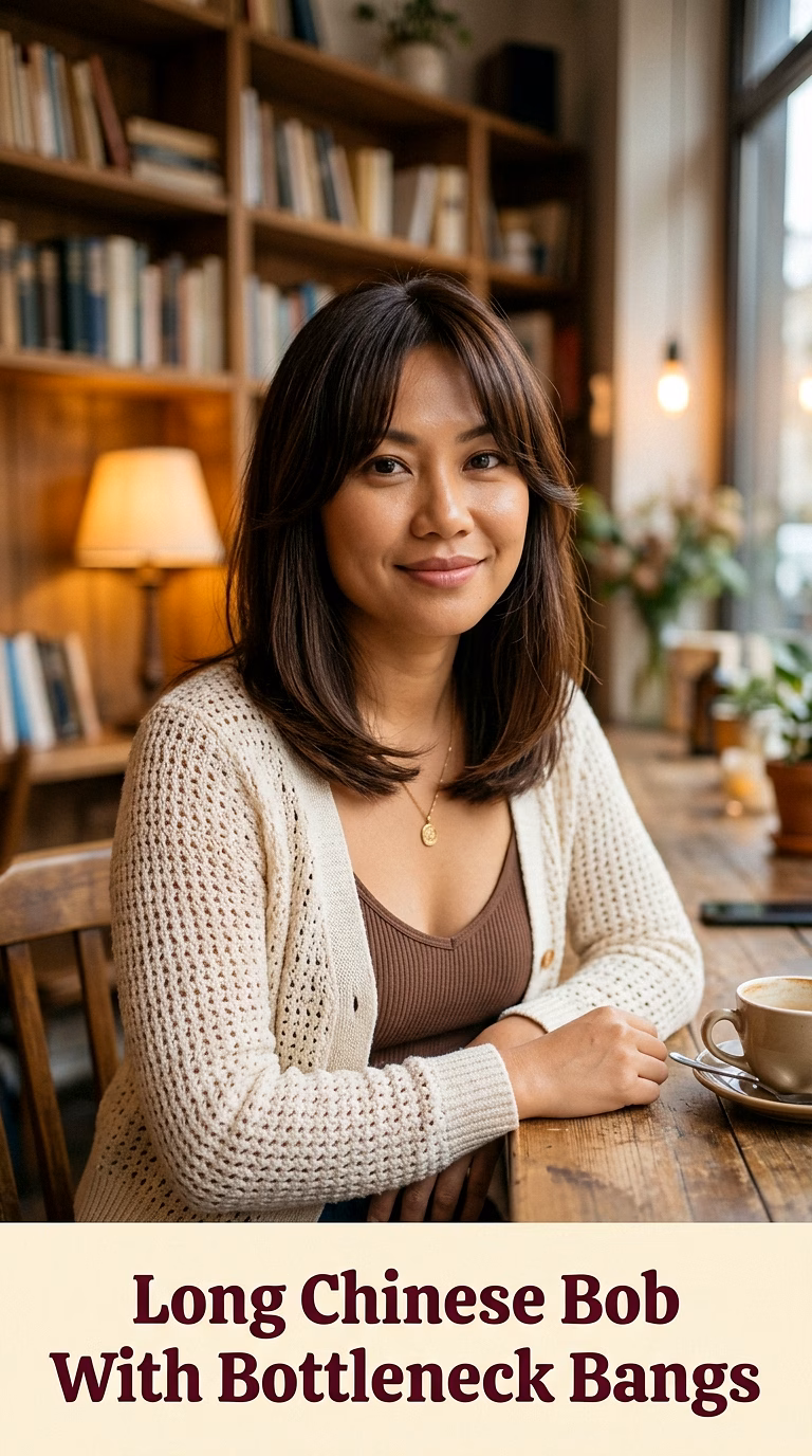 Long Chinese Bob With Bottleneck Bangs