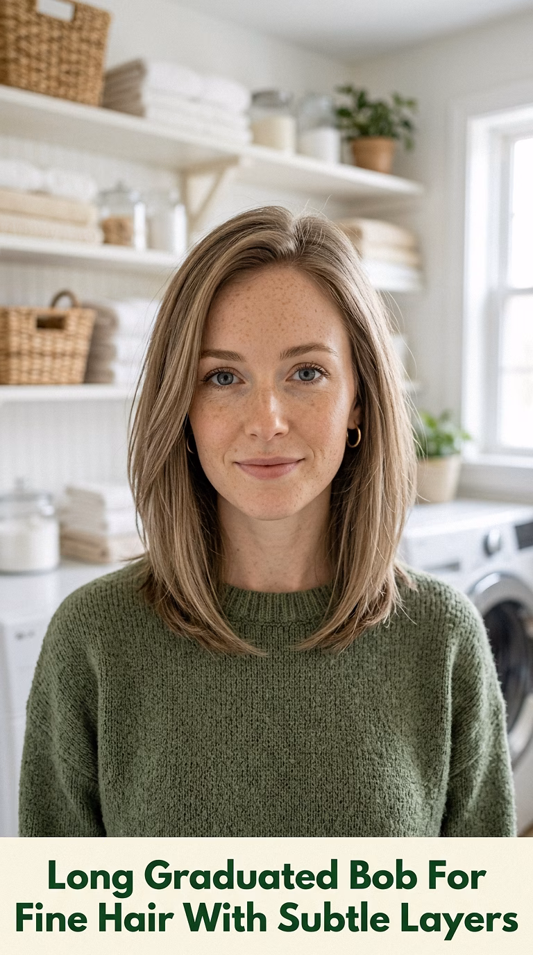 Long Graduated Bob For Fine Hair With Subtle Layers