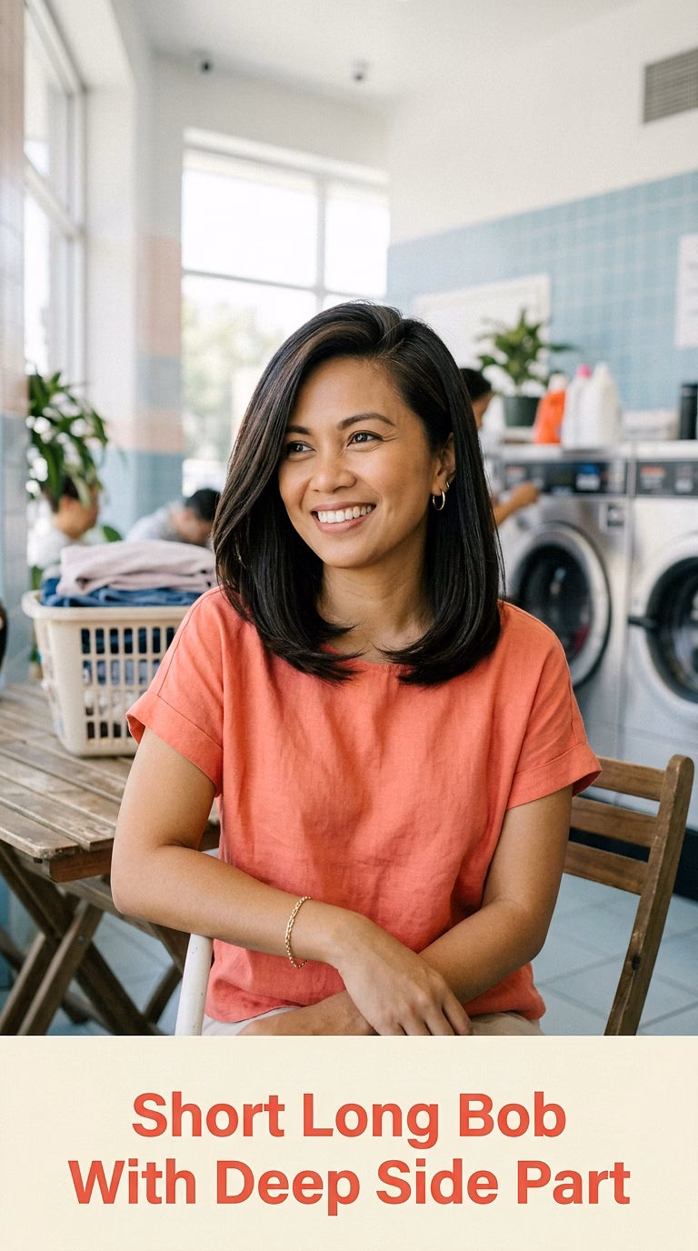 Short Long Bob With Deep Side Part