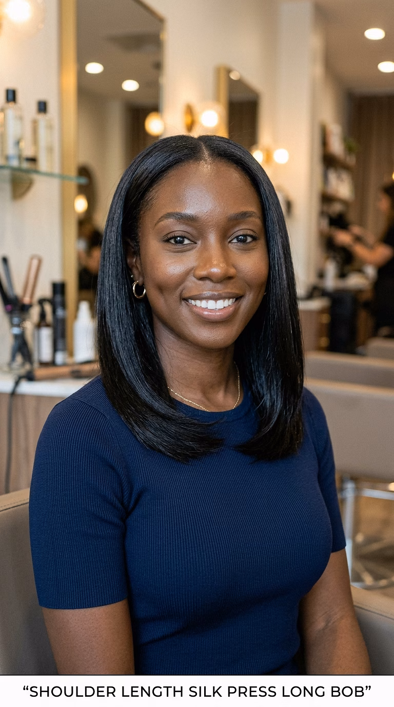 Shoulder Length Silk Press Long Bob