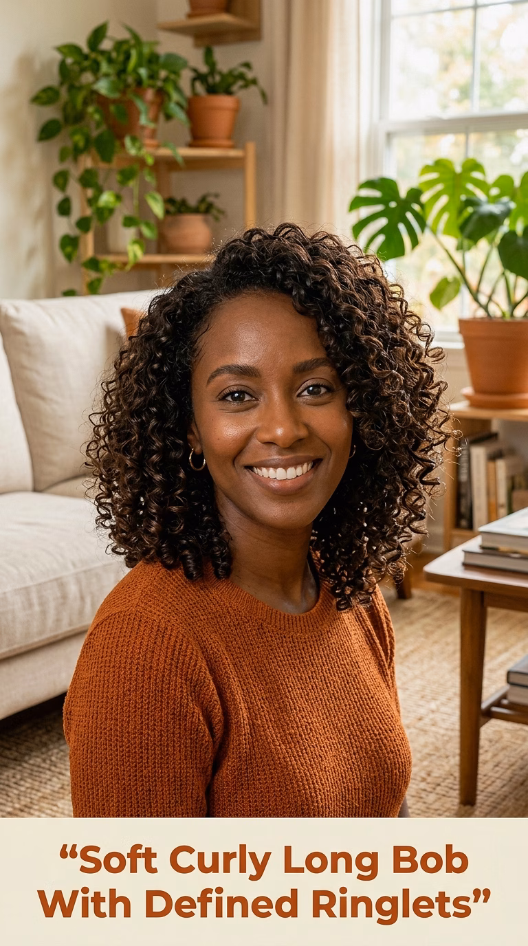 Soft Curly Long Bob With Defined Ringlets