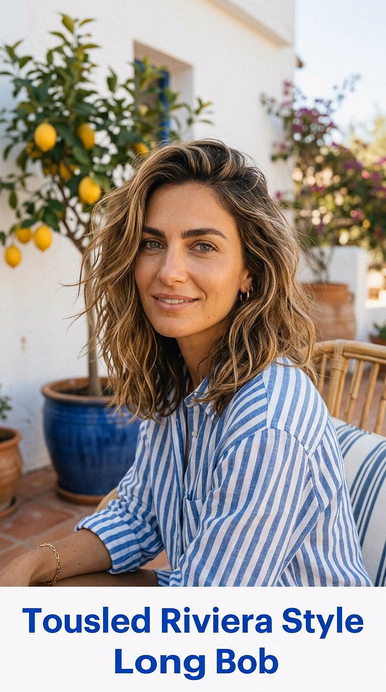 Tousled Riviera Style Long Bob