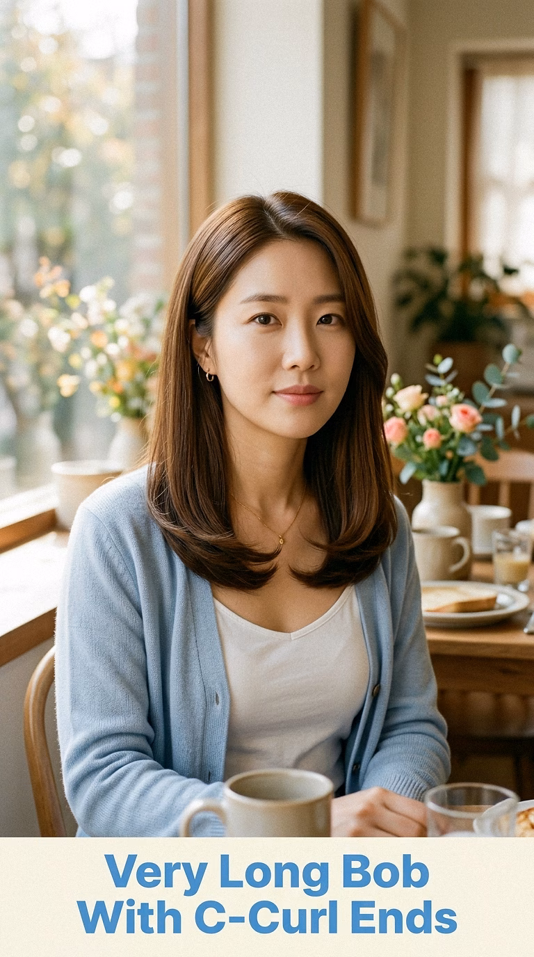Very Long Bob With C-Curl Ends