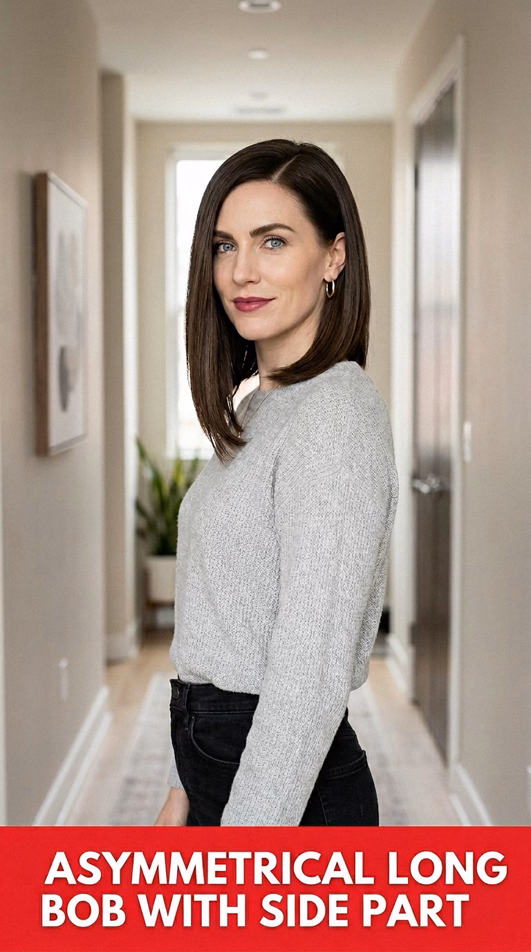 Asymmetrical Long Bob With Side Part