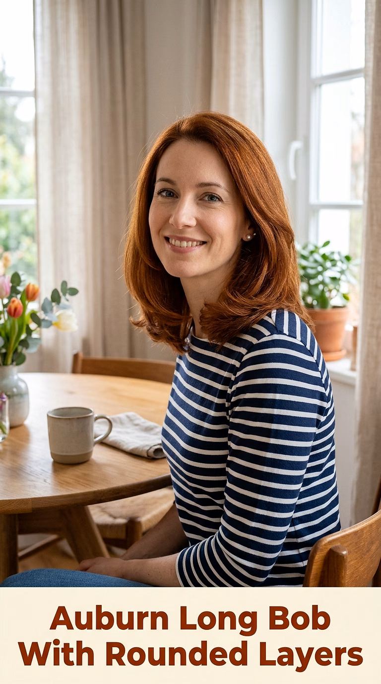 Auburn Long Bob With Rounded Layers