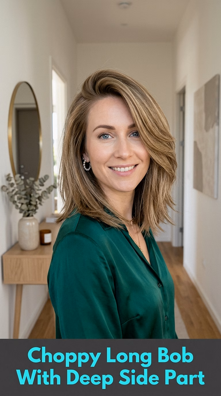 Choppy Long Bob With Deep Side Part