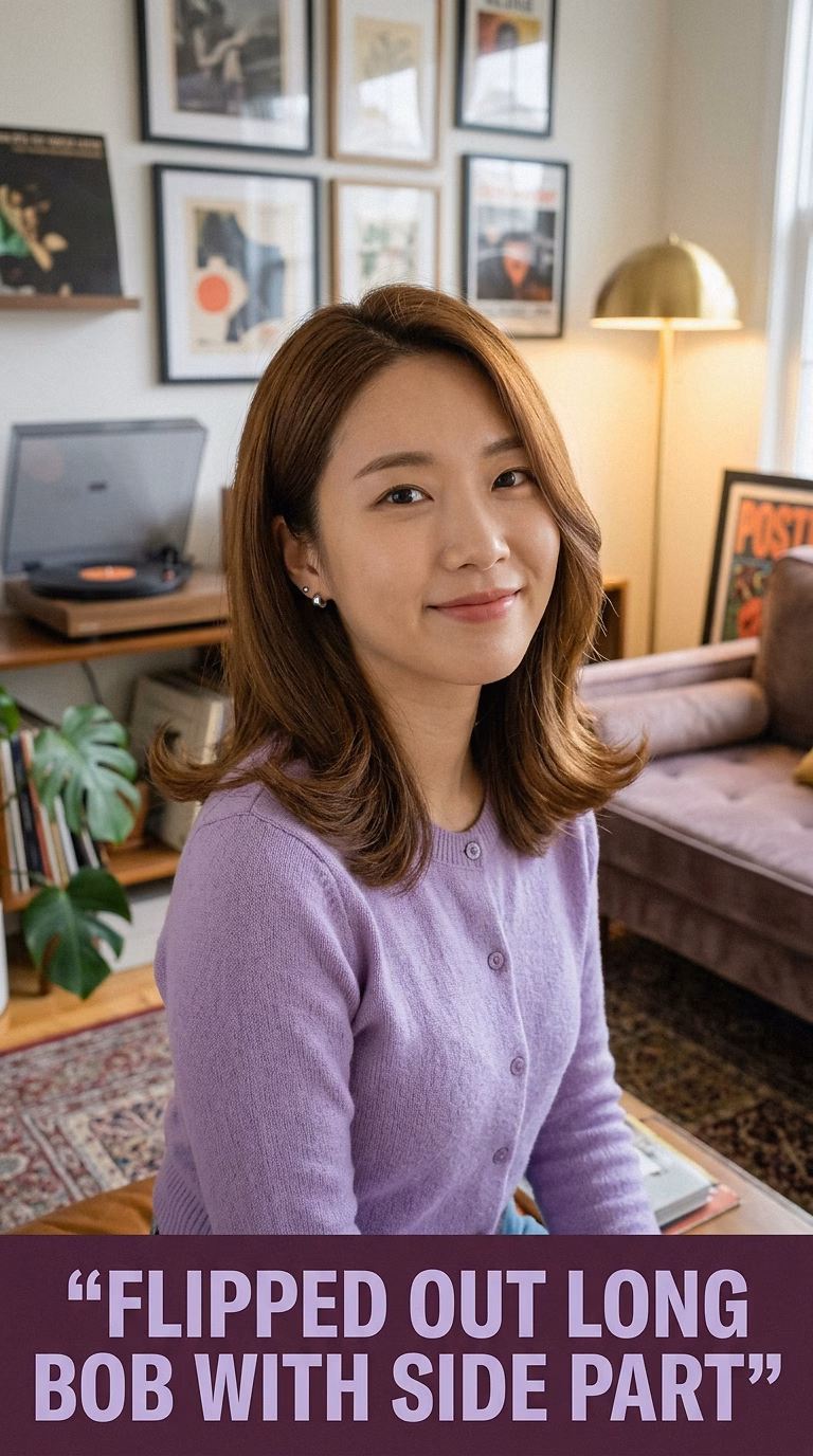Flipped Out Long Bob With Side Part