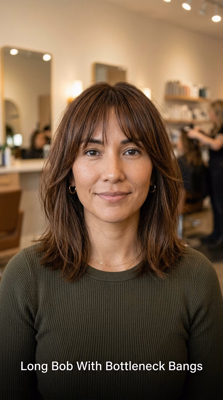 Long Bob With Bottleneck Bangs