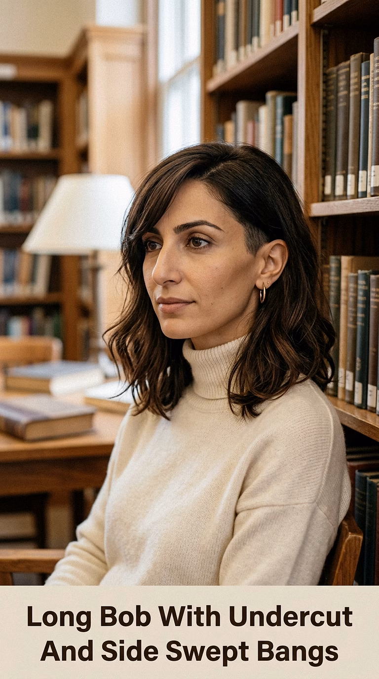 Long Bob With Undercut And Side Swept Bangs