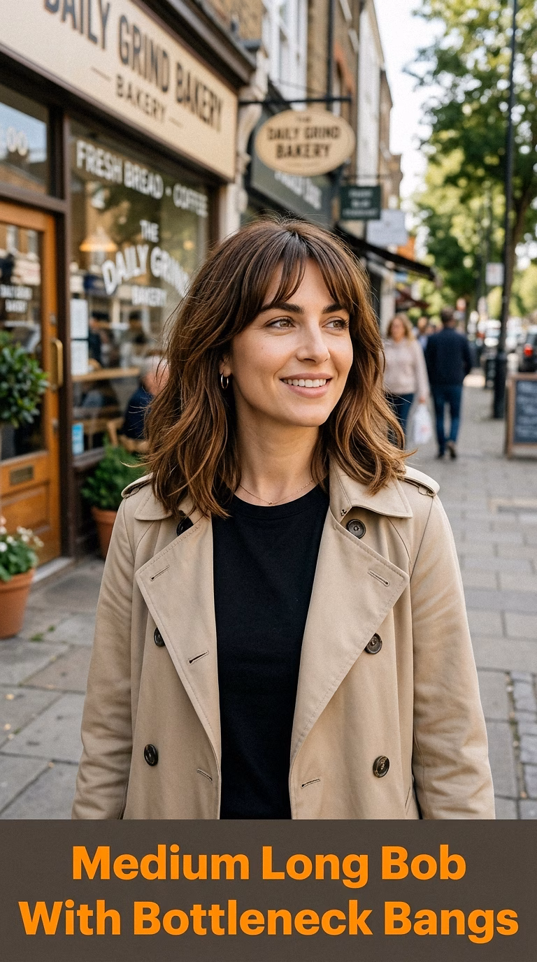 Medium Long Bob With Bottleneck Bangs