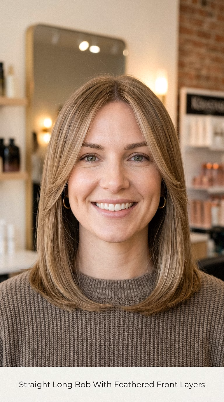 Straight Long Bob With Feathered Front Layers